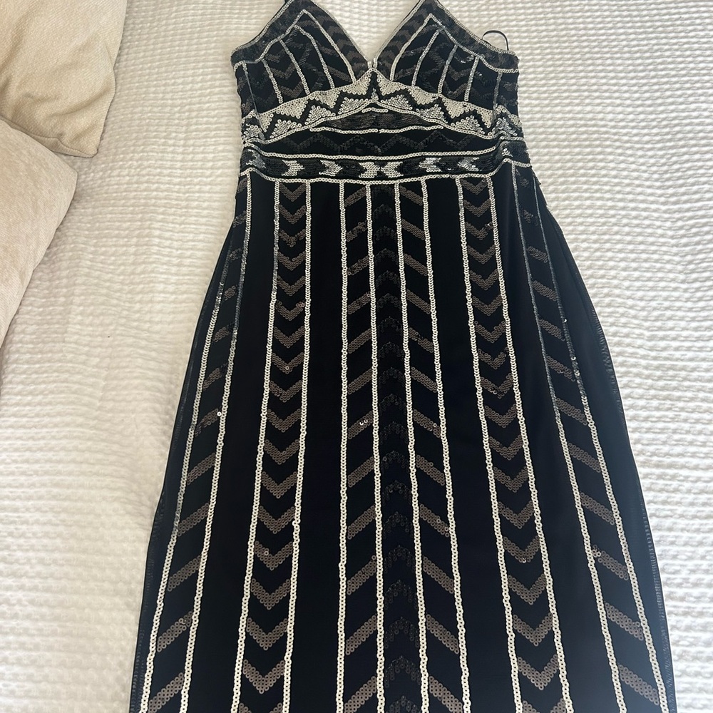 Express Black and Silver Patterned Midi Dress